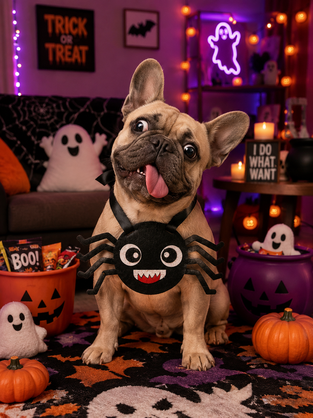 Halloween Spider Pet Neck Ornament, Felt Spider Dog Costume Collar, Tie-On Cute Puppy Cosplay Accessory for Halloween Party & Pet Photos