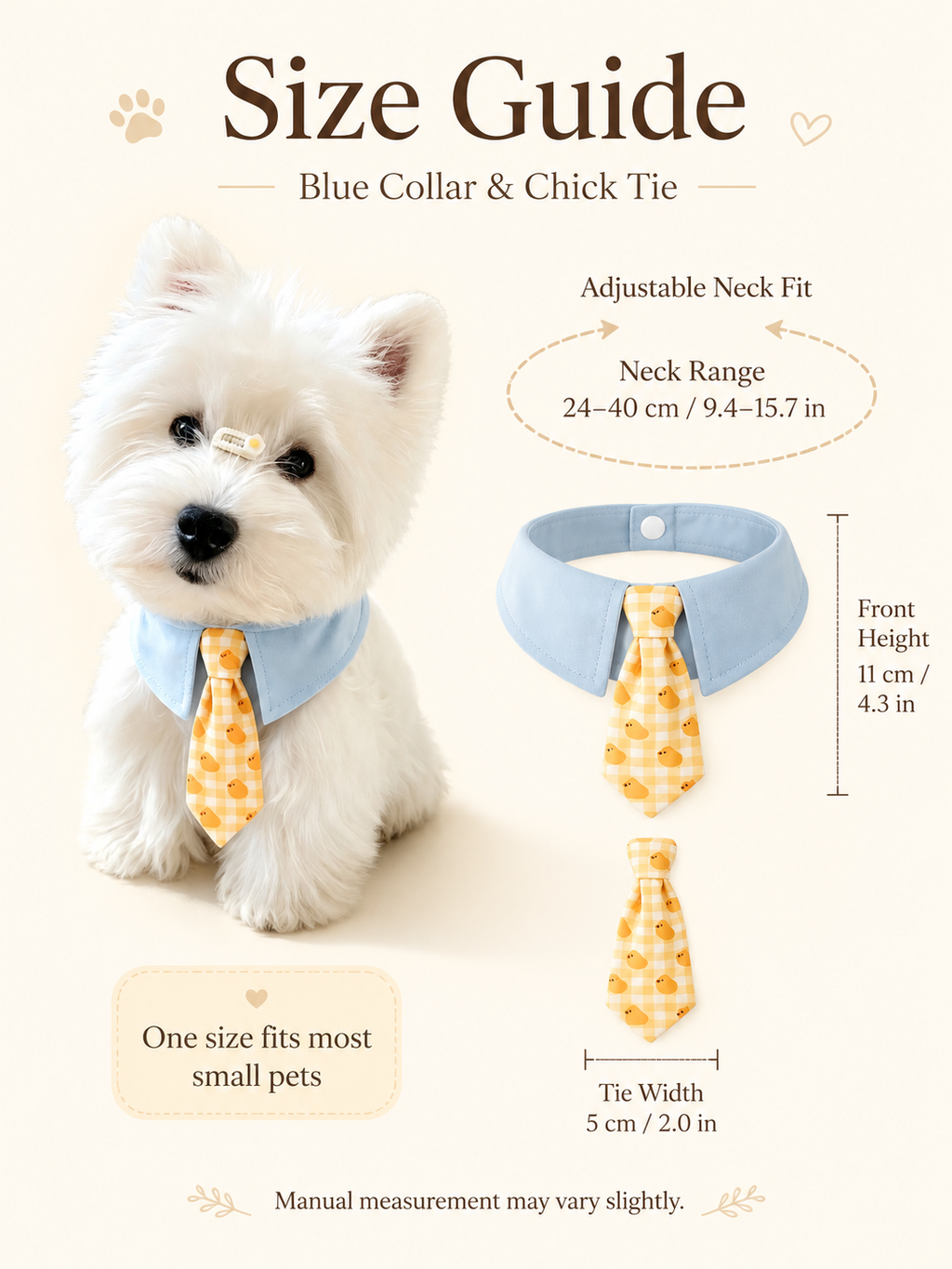 Light Blue Collar Yellow Chick Check Pet Tie Collar, Adjustable Cute Puppy Necktie, Gentle Daily Pet Accessory for Outdoor Walks & Pet Photography