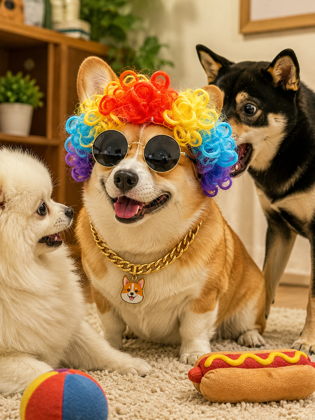 Pet Rainbow Clown Wig, Funny Colorful Dog Costume Wig for Party Cosplay Photo Props