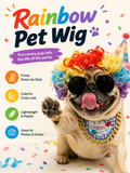 Pet Rainbow Clown Wig, Funny Colorful Curly Wig for Dog Cat Party Cosplay Photo Props