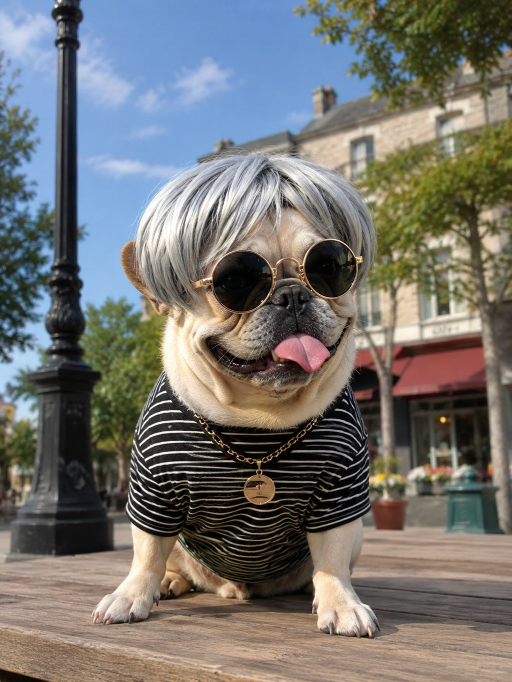 Silver Short Pet Wig, Funny Stylish Dog Cat Costume Wig for Cosplay Party Photo Props