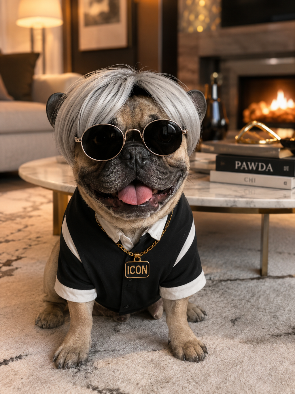 Silver Short Pet Wig, Funny Stylish Dog Cat Costume Wig for Cosplay Party Photo Props