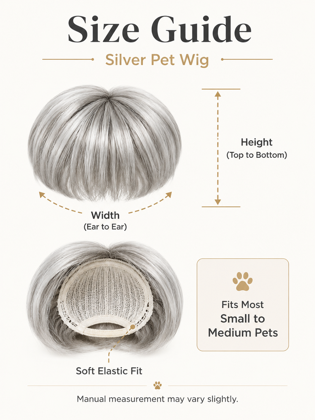 Silver Short Pet Wig, Funny Stylish Dog Cat Costume Wig for Cosplay Party Photo Props