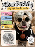 Silver Short Pet Wig, Funny Stylish Dog Cat Costume Wig for Cosplay Party Photo Props