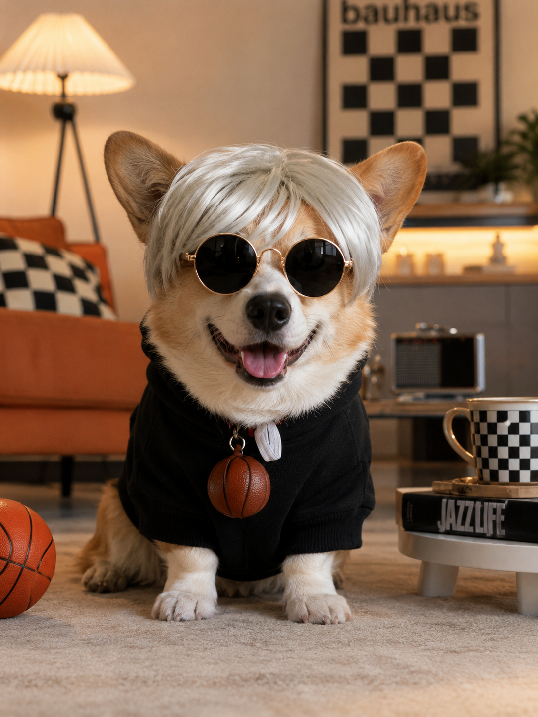 Silver Bob Pet Wig, Stylish Cool Dog Cat Costume Wig For Party Cosplay Photography Props
