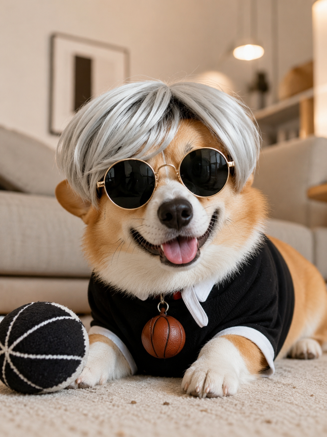 Silver Bob Pet Wig, Stylish Cool Dog Cat Costume Wig For Party Cosplay Photography Props