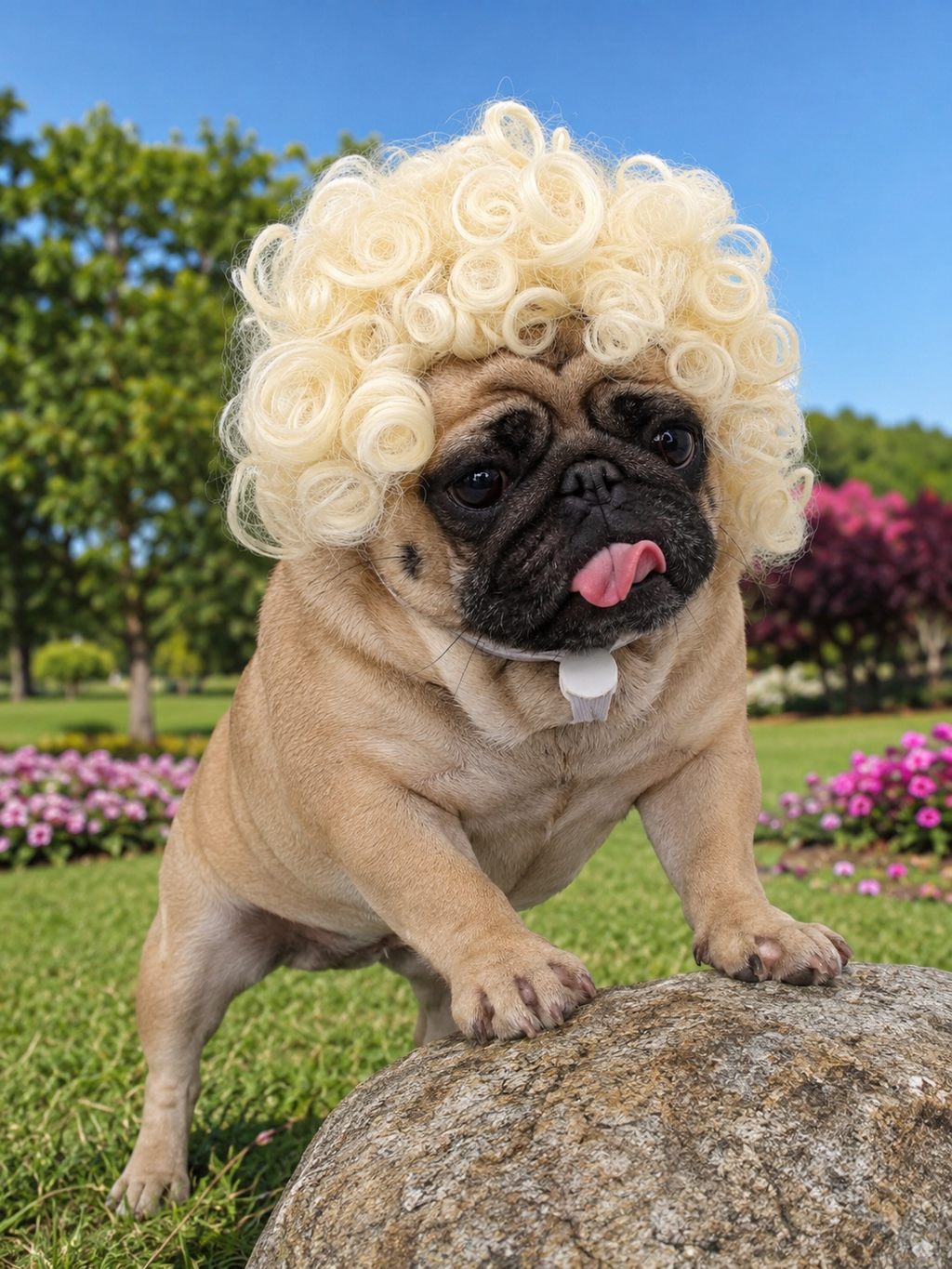 Blonde Curly Pet Wig, Funny Explosive Hairstyle Dog Cat Costume Wig for Party Cosplay Photo Props