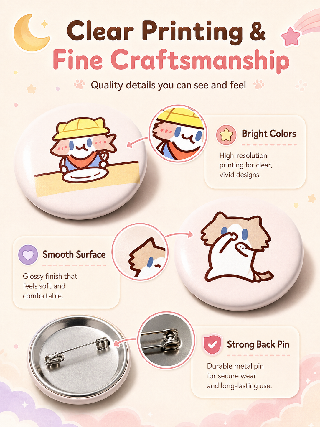 Cute Monthly Salary Cat Button Pins, 58mm Kawaii Cartoon Cat Badges Set, Anime Brooch Pins for Backpack Clothing Decor, Lovely Character Pins Gift for Girls