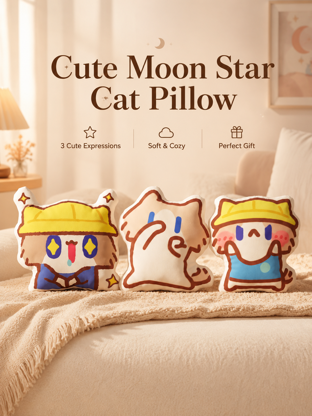 Cute Monthly Salary Cat Plush Pillow, Kawaii Cartoon Cat Stuffed Doll, Soft Throw Cushion Waist Support Plush Toy, Lovely Cat Character Decor Gift