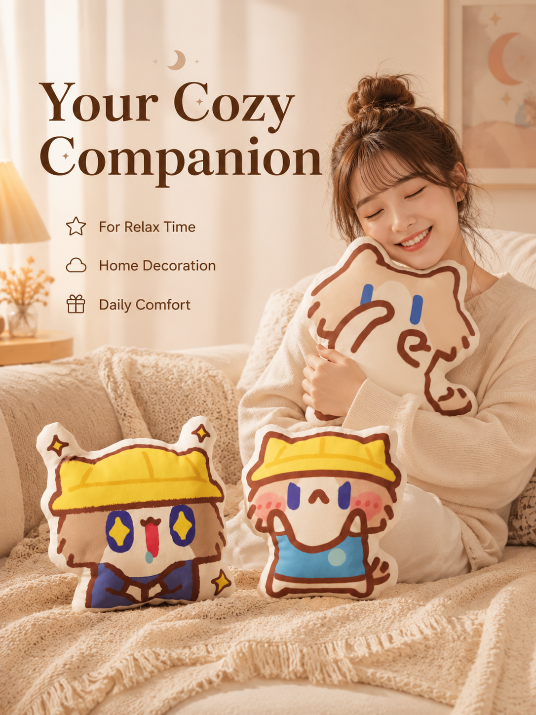 Cute Monthly Salary Cat Plush Pillow, Kawaii Cartoon Cat Stuffed Doll, Soft Throw Cushion Waist Support Plush Toy, Lovely Cat Character Decor Gift