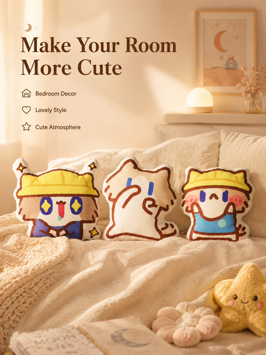 Cute Monthly Salary Cat Plush Pillow, Kawaii Cartoon Cat Stuffed Doll, Soft Throw Cushion Waist Support Plush Toy, Lovely Cat Character Decor Gift