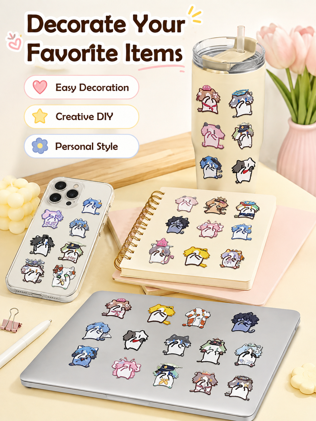 Cute Monthly Salary Cat Transfer Stickers, Kawaii Cartoon Cat Clear Waterproof Stickers, DIY Decorative Decals for Phone Case Water Bottle Laptop Journal
