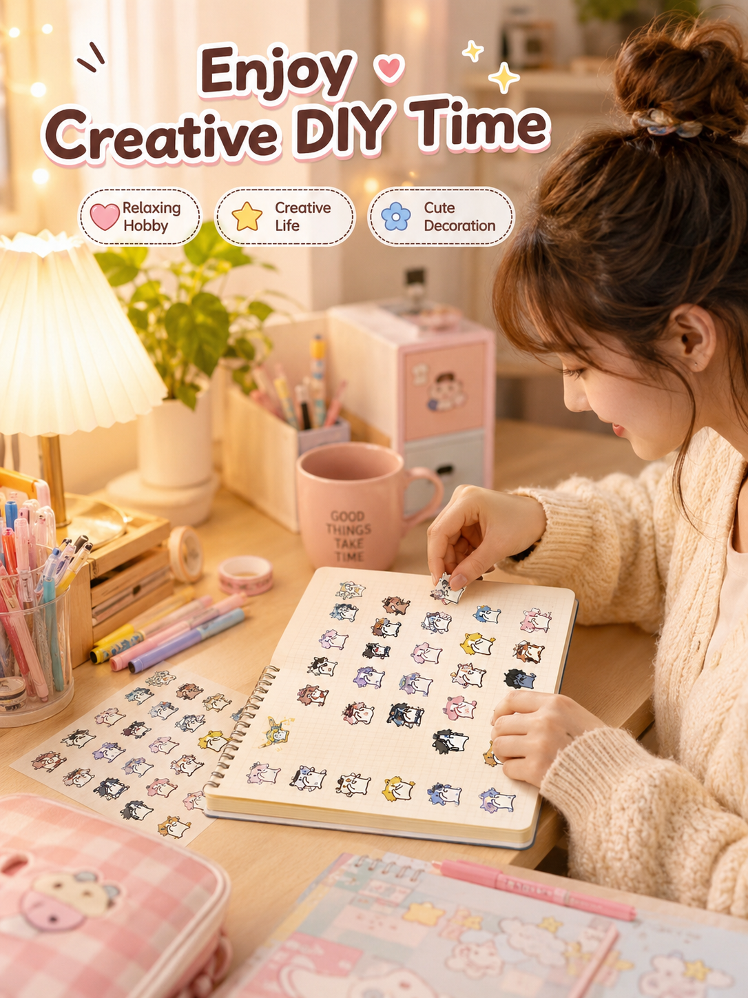 Cute Monthly Salary Cat Transfer Stickers, Kawaii Cartoon Cat Clear Waterproof Stickers, DIY Decorative Decals for Phone Case Water Bottle Laptop Journal