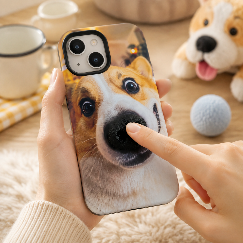 🐶 Stress‑Relief Pet Phone Case | Squishy 3D Silicone Nose