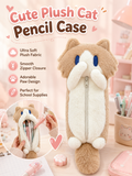 Cute Plush Cat Pencil Case, Soft Fluffy Kitten Pen Bag, Large Capacity Cartoon Animal Stationery Pouch for Students