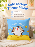 Cute Summer Beach Cartoon Cat Throw Pillow Cover, Square Decorative Cushion Case, Soft Pillowcase for Home Office Dorm