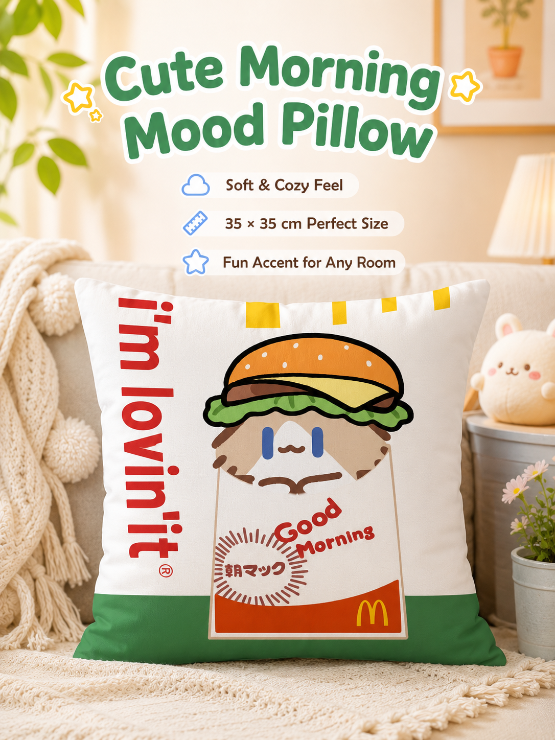 Cute Summer Beach Cartoon Cat Throw Pillow Cover, Square Decorative Cushion Case, Soft Pillowcase for Home Office Dorm