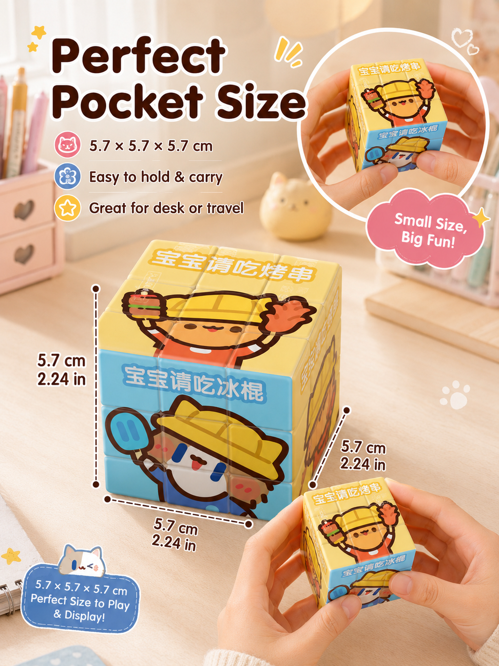 Cute Cartoon Cat 3x3 Magic Cube, Lovely IP Printed Puzzle Cube, Educational Stress Relief Toy, Creative Gift for Students