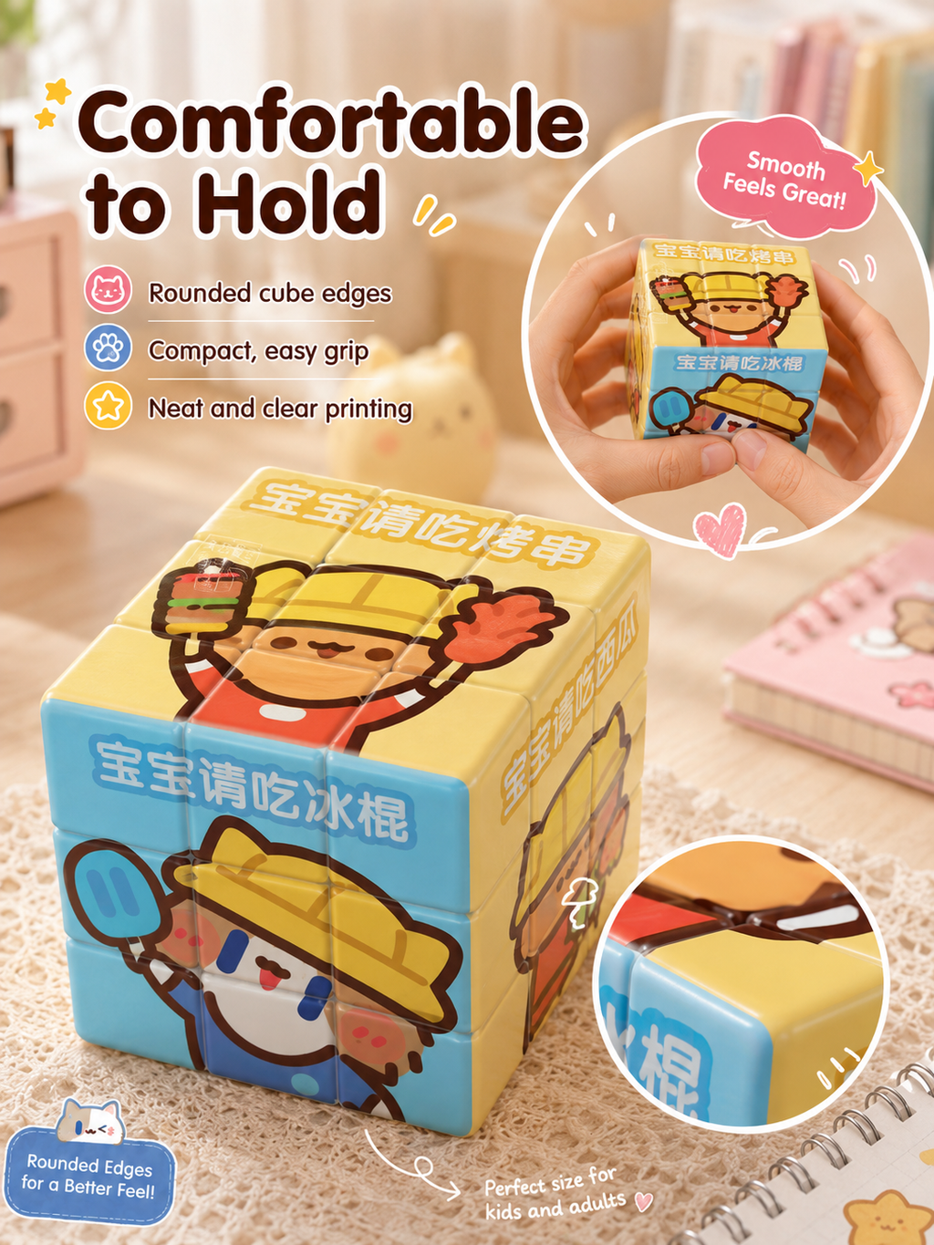 Cute Cartoon Cat 3x3 Magic Cube, Lovely IP Printed Puzzle Cube, Educational Stress Relief Toy, Creative Gift for Students