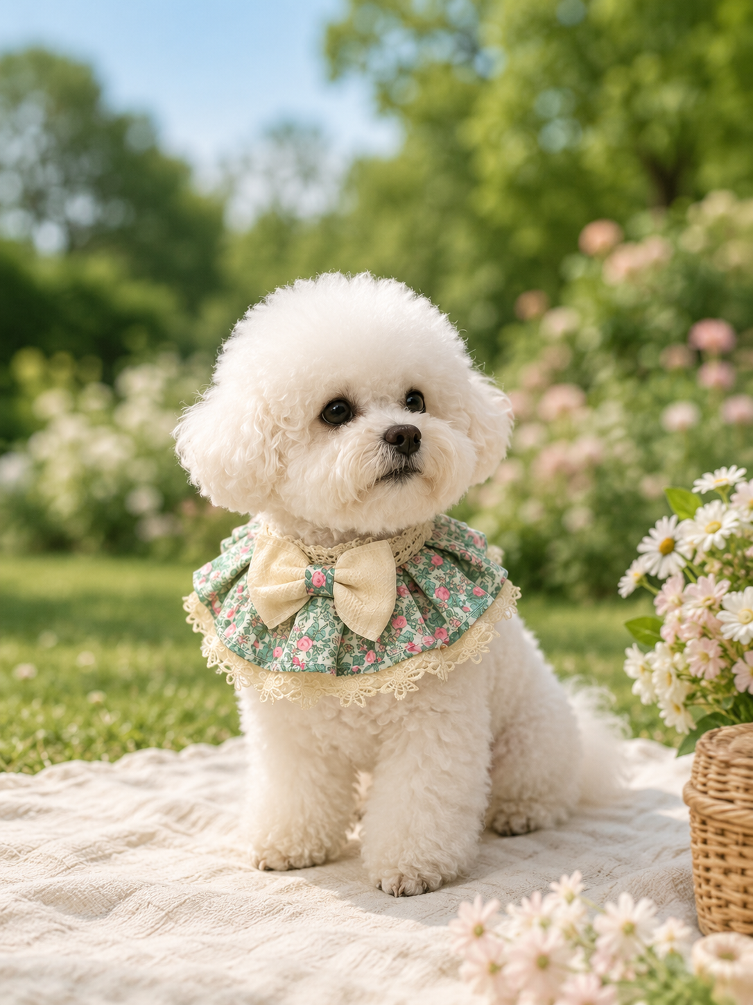 Vintage Floral Lace Pet Collar, Cute Bowknot Dog Neck Dress, Breathable Floral Puppy Neckwear for Daily Walking & Photo Shooting