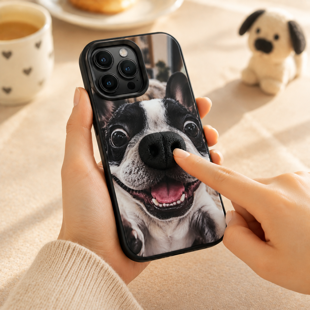 🐶 Stress‑Relief Pet Phone Case | Squishy 3D Silicone Nose