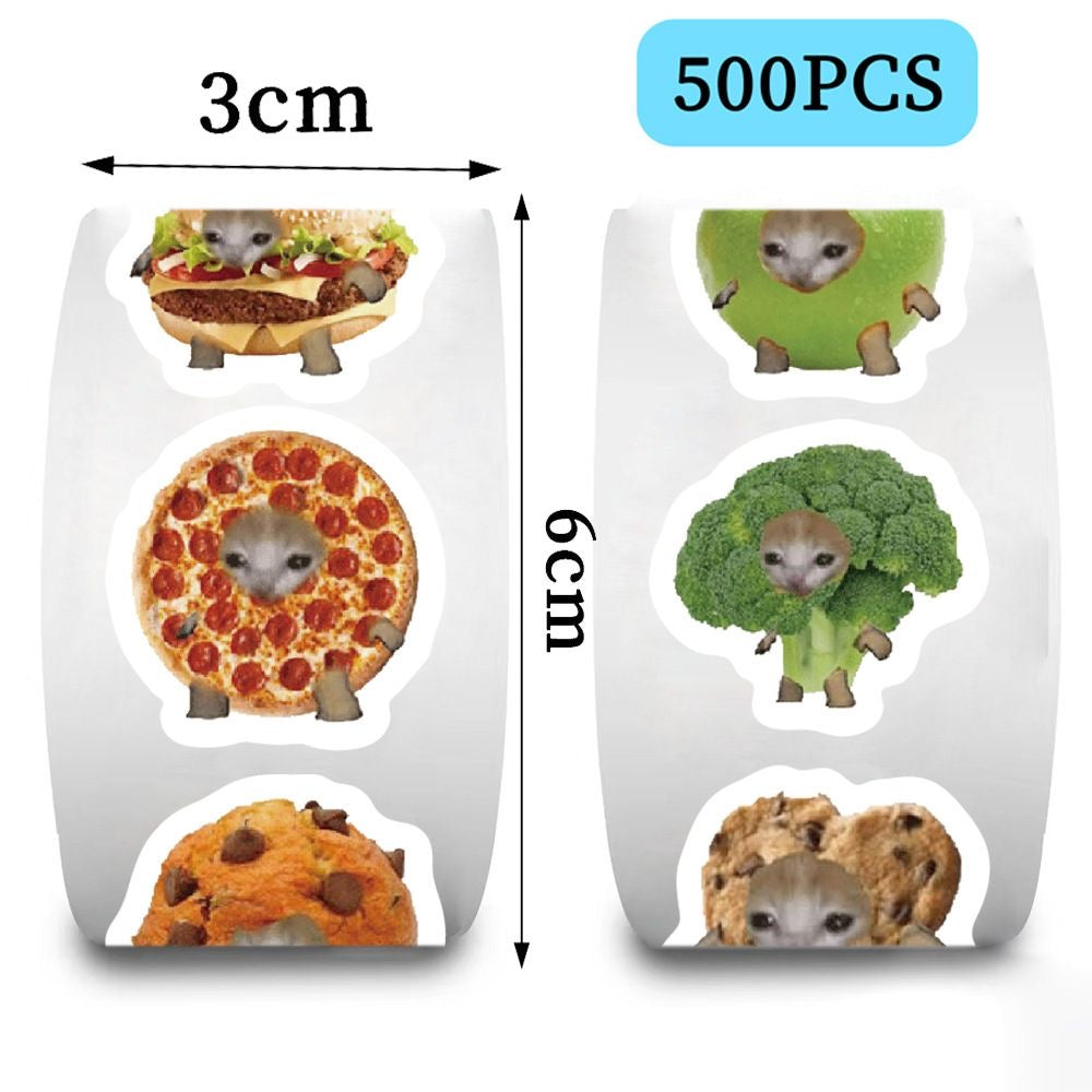 Cute and silly food, cat head roll stickers