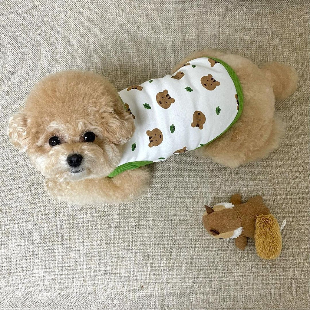 Cute Mouse Cheese Print Cotton Sleeveless Dog Vest, Breathable Pet Home Pajamas Specially Designed for French Bulldog, S/M/L Sizes