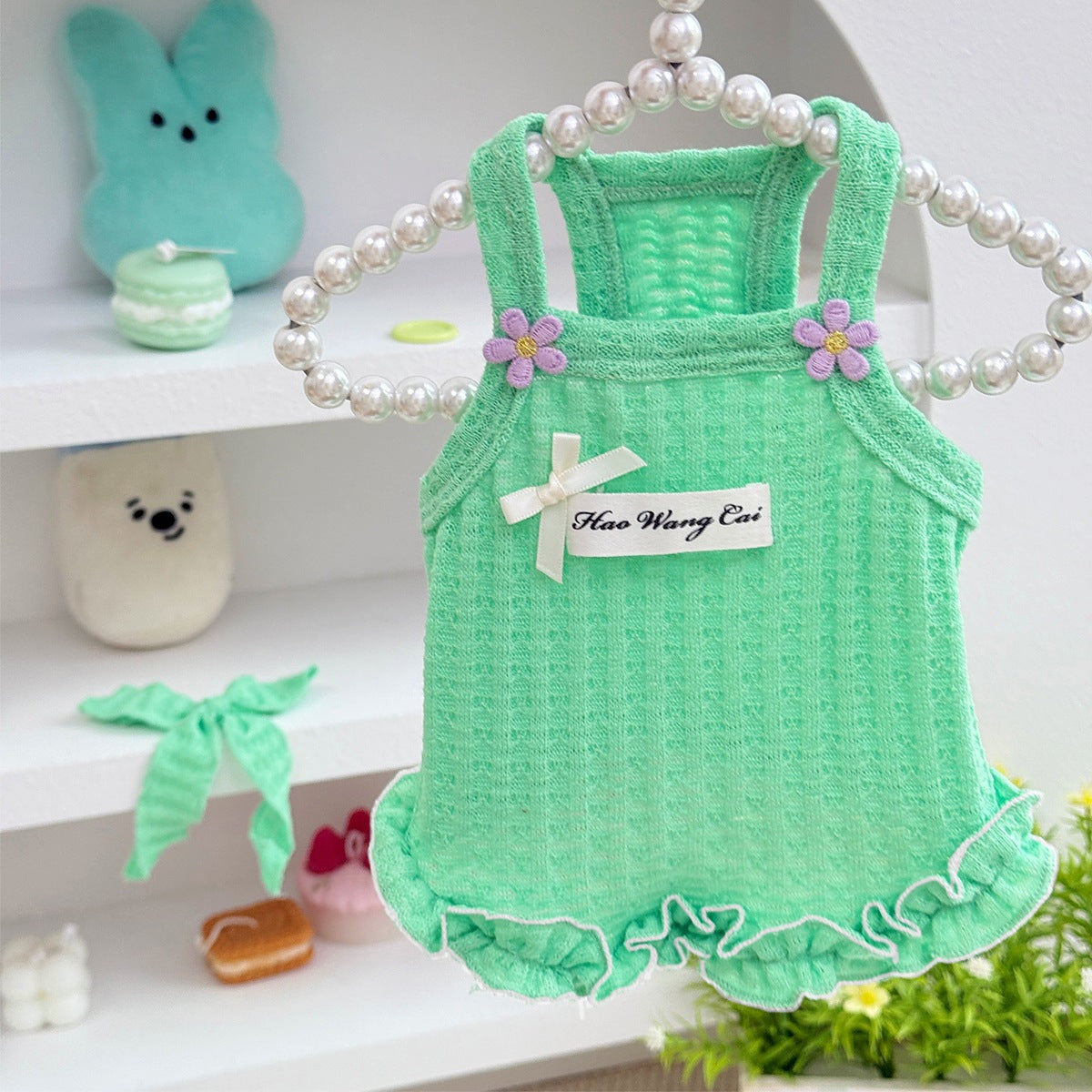 Pastoral style pet dog dog cat cotton vest summer breathable style skin-friendly comfortable small fresh cute clothes