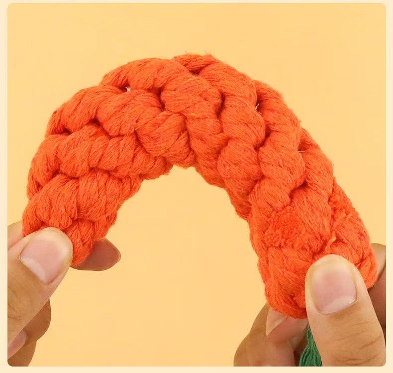 Carrot Shaped Cotton Linen Dog Rope Chew Toy, Durable Teeth Cleaning Interactive Molar Toy for Puppies & Medium Large Dogs