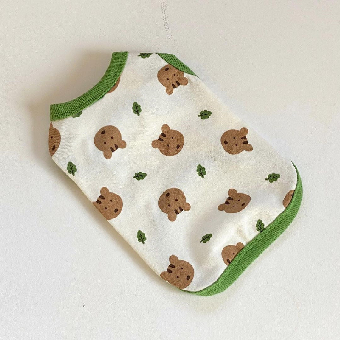 Cute Mouse Cheese Print Cotton Sleeveless Dog Vest, Breathable Pet Home Pajamas Specially Designed for French Bulldog, S/M/L Sizes