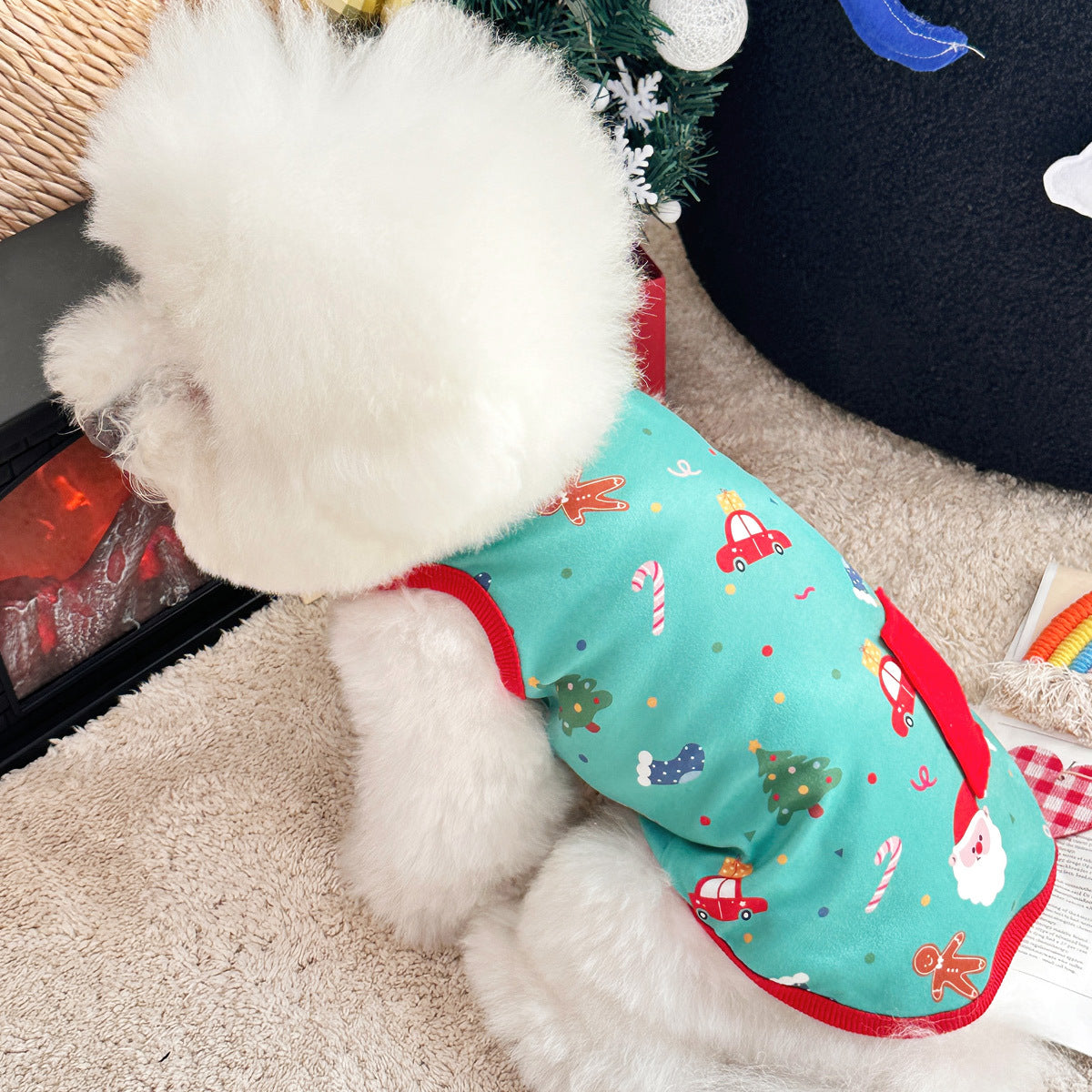 Christmas pet dog cat German velvet cotton vest warm skin-friendly comfortable high elastic clothes