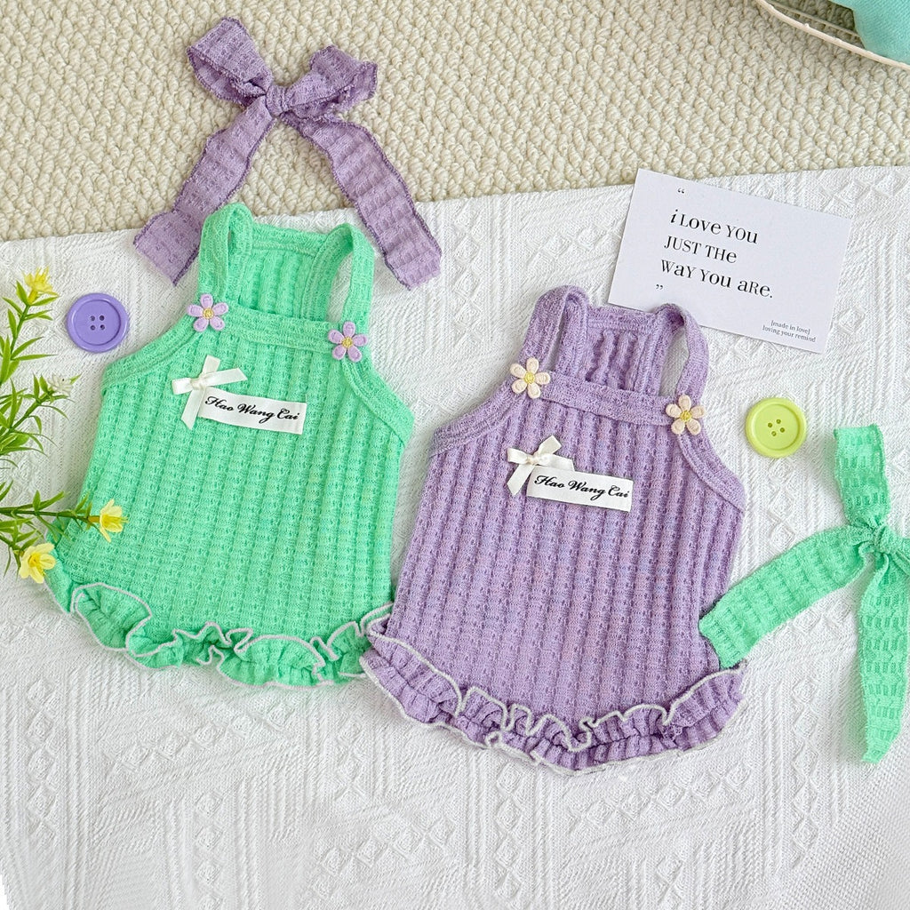 Pastoral style pet dog dog cat cotton vest summer breathable style skin-friendly comfortable small fresh cute clothes