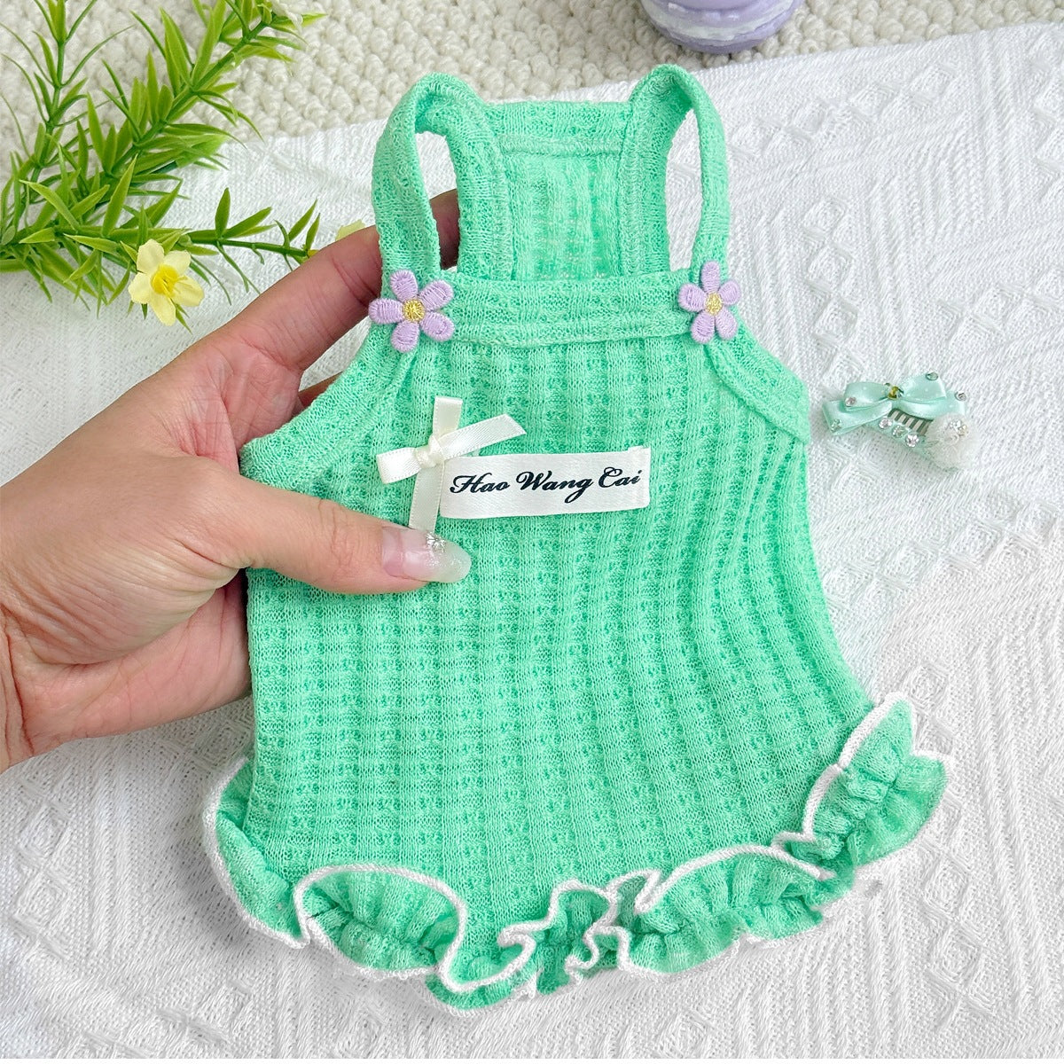 Pastoral style pet dog dog cat cotton vest summer breathable style skin-friendly comfortable small fresh cute clothes