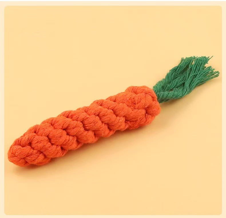 Carrot Shaped Cotton Linen Dog Rope Chew Toy, Durable Teeth Cleaning Interactive Molar Toy for Puppies & Medium Large Dogs