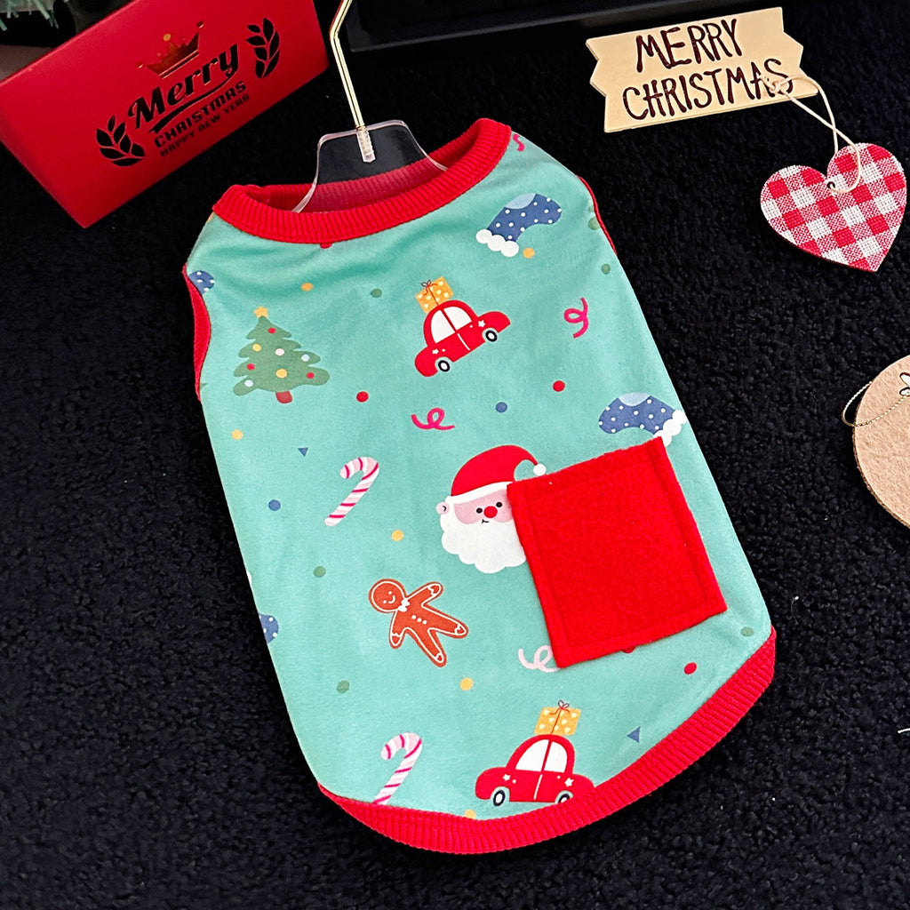 Christmas pet dog cat German velvet cotton vest warm skin-friendly comfortable high elastic clothes