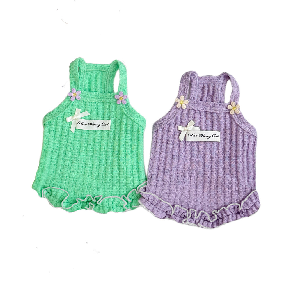 Pastoral style pet dog dog cat cotton vest summer breathable style skin-friendly comfortable small fresh cute clothes