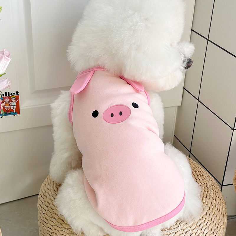 Cute Pink Pig Sling Dog Vest, Soft Cotton Thin Pet Summer Sleeveless Clothes Specially for French Bulldog, S/M/L Sizes Only
