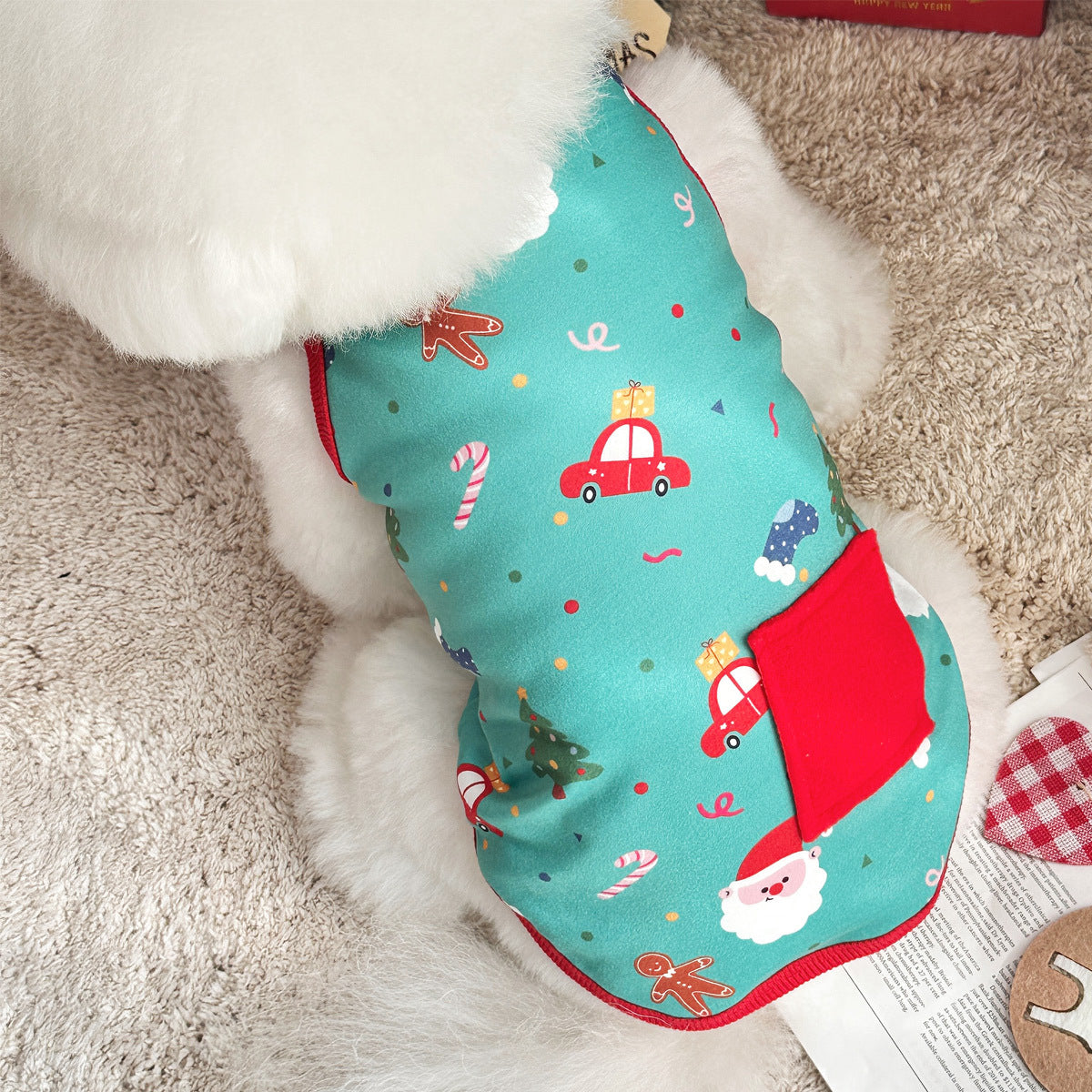 Christmas pet dog cat German velvet cotton vest warm skin-friendly comfortable high elastic clothes