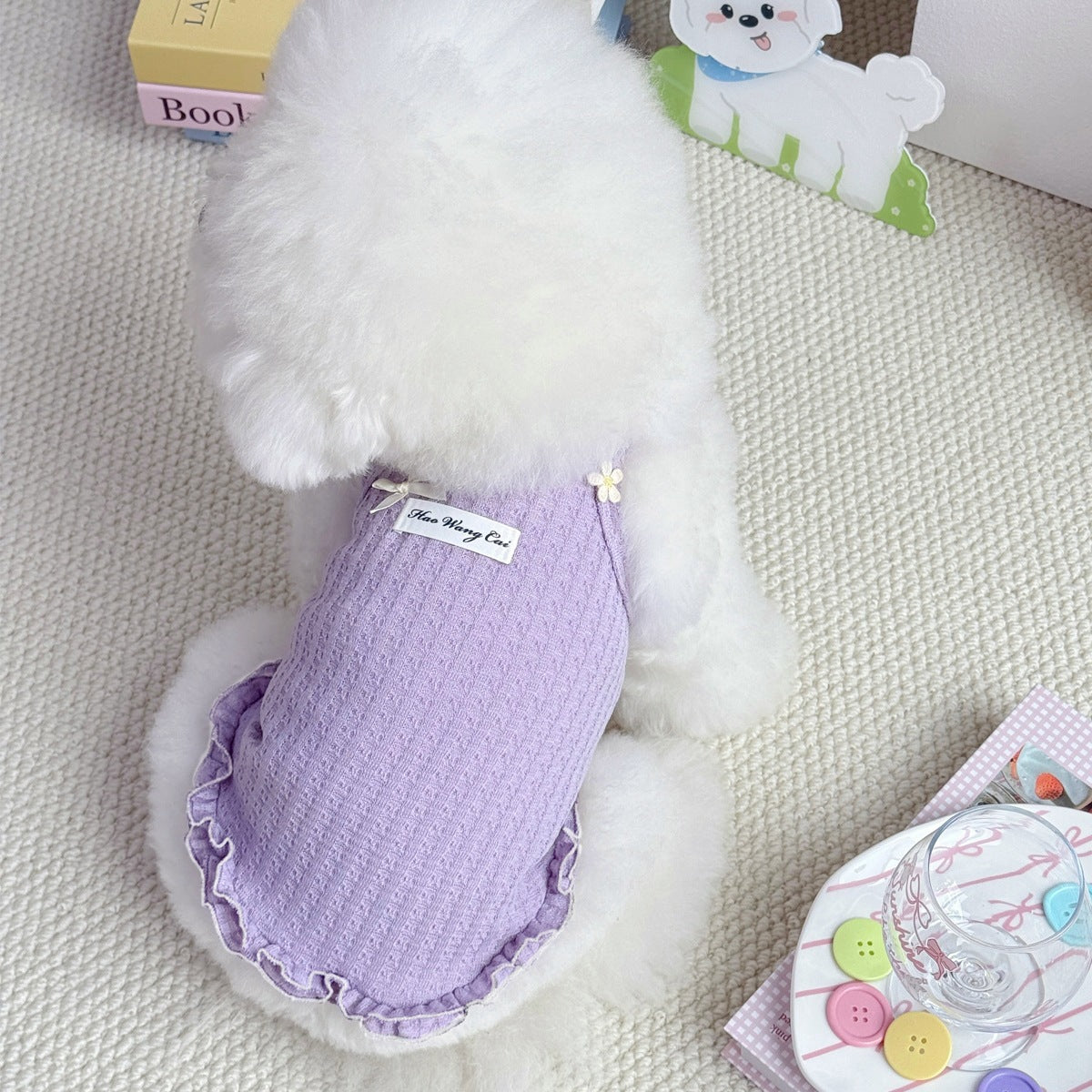 Pastoral style pet dog dog cat cotton vest summer breathable style skin-friendly comfortable small fresh cute clothes