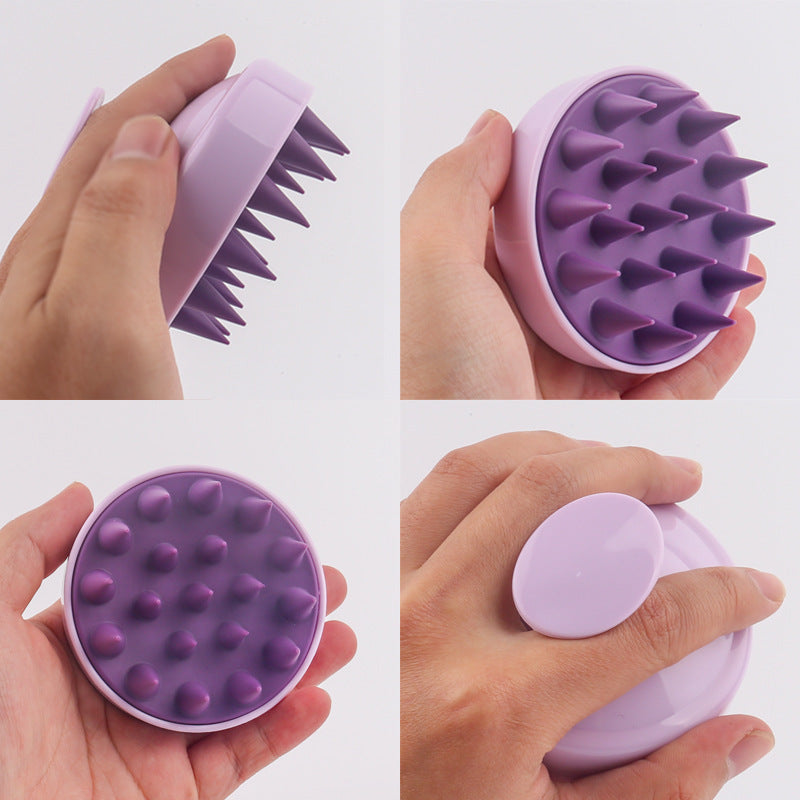 Pet Dog Bath Massage Brush, Soft Silicone Shampoo Scrubber Comb with Handle, Gentle Scalp Grooming Tool for Dog Shower Cleaning