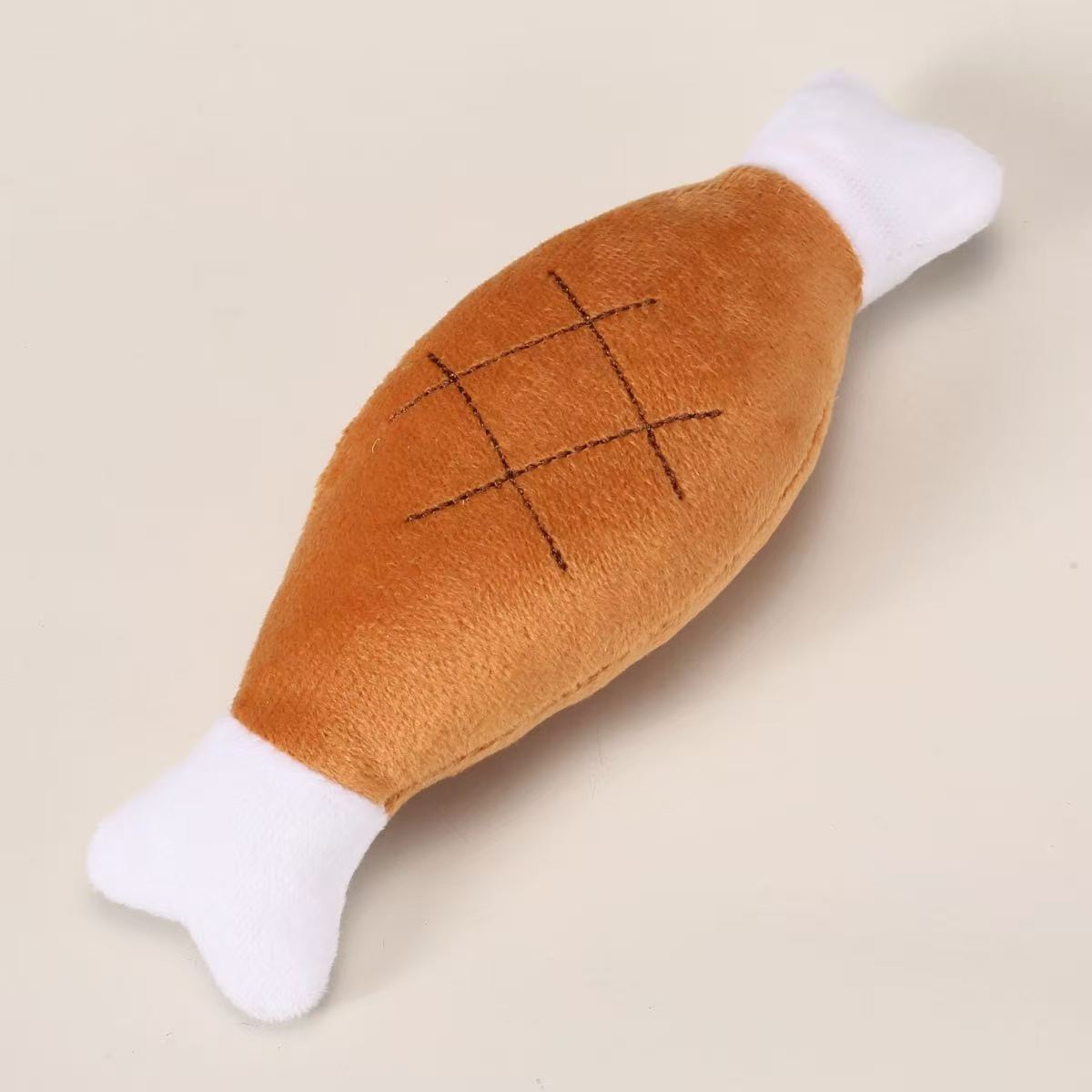 Squeaky Plush Double Bone Chicken Drumstick Dog Toy, Soft Stuffed Teething Chew Interactive Pet Play Toy