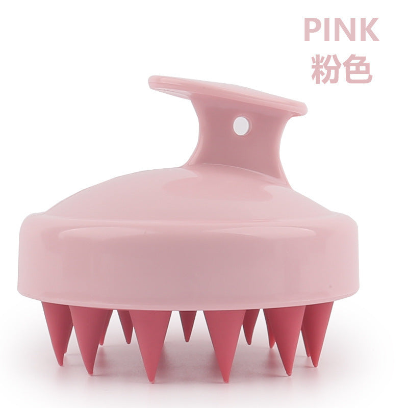 Pet Dog Bath Massage Brush, Soft Silicone Shampoo Scrubber Comb with Handle, Gentle Scalp Grooming Tool for Dog Shower Cleaning