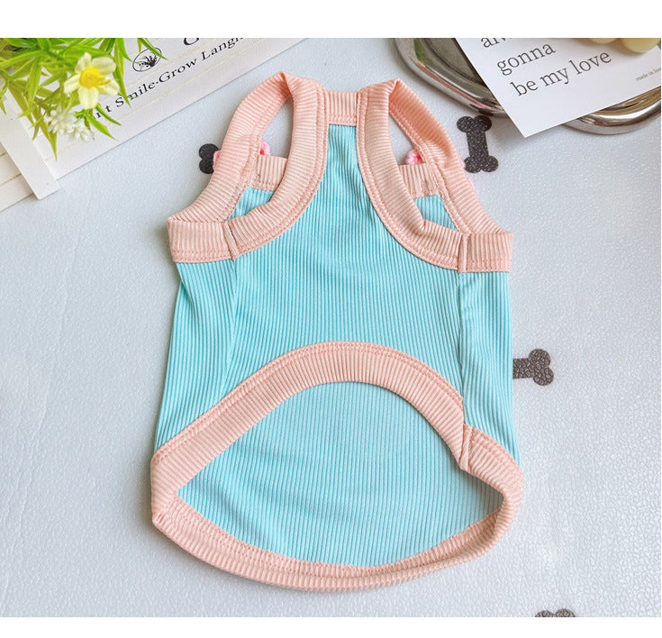 Kawaii Floral Print Cotton Sling Dog Tank Top, Breathable Korean INS Style Pet Summer Sleeveless Vest for Small Medium Dogs