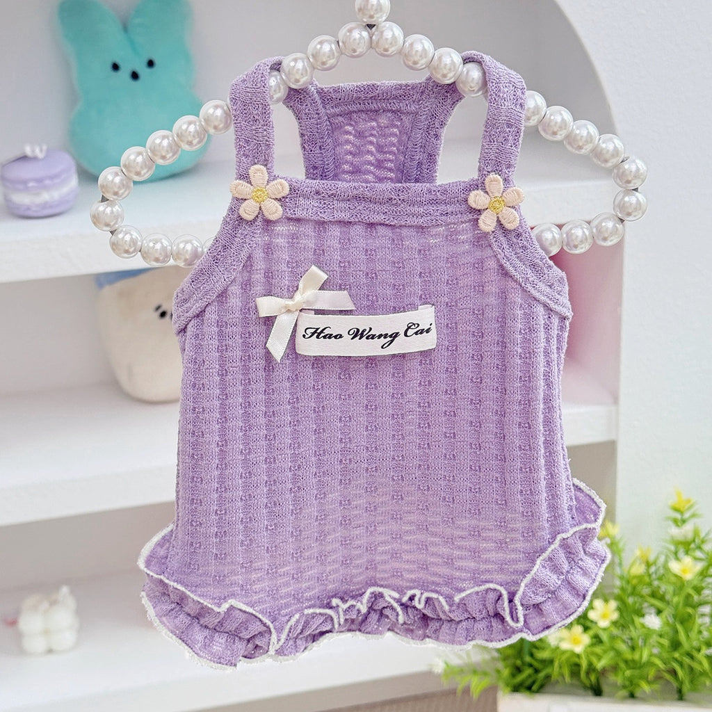 Pastoral style pet dog dog cat cotton vest summer breathable style skin-friendly comfortable small fresh cute clothes