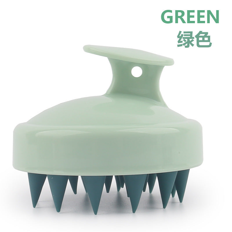 Pet Dog Bath Massage Brush, Soft Silicone Shampoo Scrubber Comb with Handle, Gentle Scalp Grooming Tool for Dog Shower Cleaning