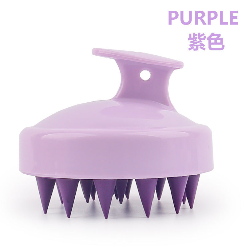 Pet Dog Bath Massage Brush, Soft Silicone Shampoo Scrubber Comb with Handle, Gentle Scalp Grooming Tool for Dog Shower Cleaning