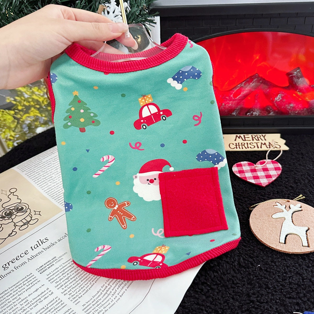 Christmas pet dog cat German velvet cotton vest warm skin-friendly comfortable high elastic clothes