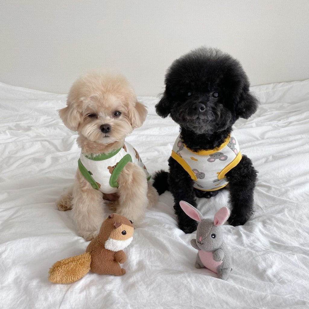 Cute Mouse Cheese Print Cotton Sleeveless Dog Vest, Breathable Pet Home Pajamas Specially Designed for French Bulldog, S/M/L Sizes