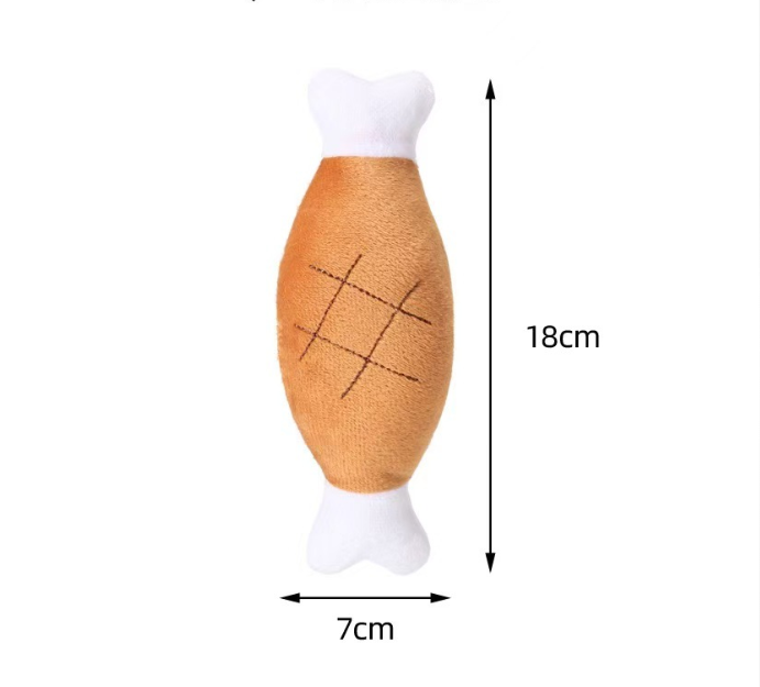 Squeaky Plush Double Bone Chicken Drumstick Dog Toy, Soft Stuffed Teething Chew Interactive Pet Play Toy