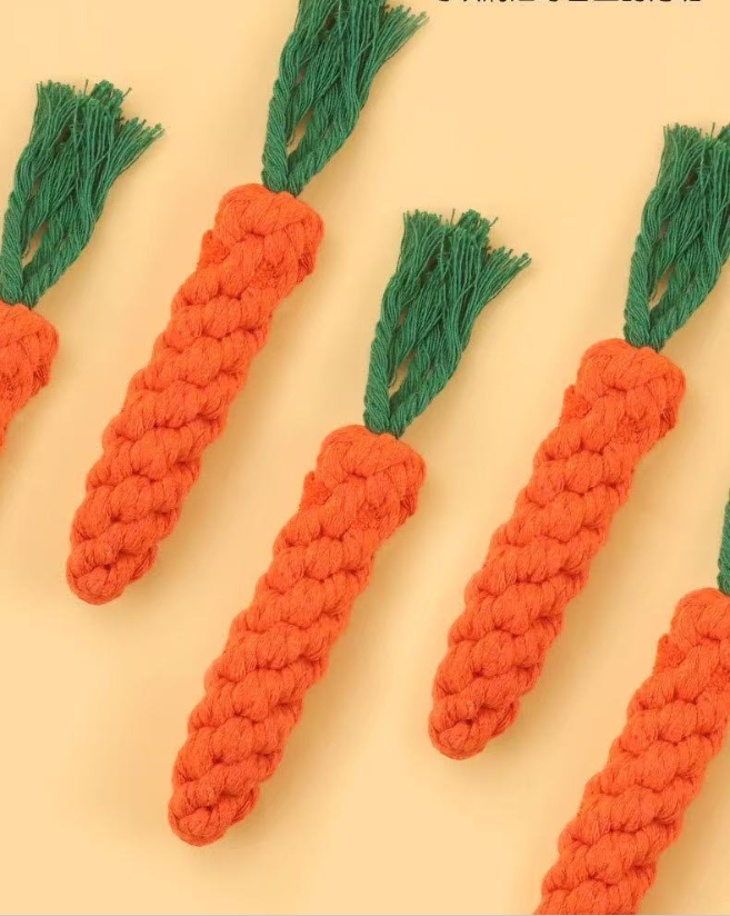 Carrot Shaped Cotton Linen Dog Rope Chew Toy, Durable Teeth Cleaning Interactive Molar Toy for Puppies & Medium Large Dogs